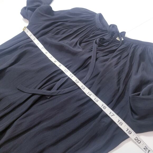 Ramy Brook Paris Smocked Black Mini Dress Long Sleeves - Picture 6 of 12